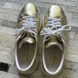 Cole Hann grand pro lightweight gold sneakers